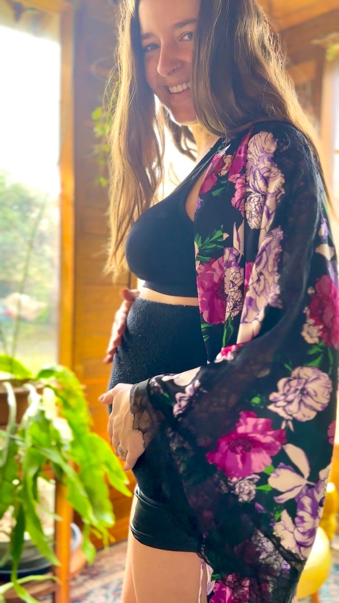 Postpartum Black Merino Wool Haramaki